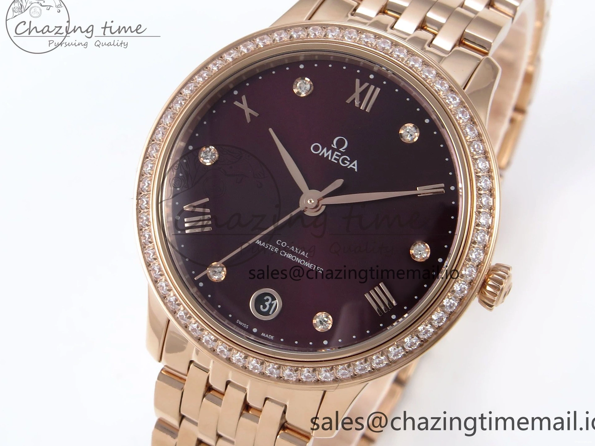 0205 De Ville Prestige Ladies RG VSF 1:1 Best Edition Brown Diamonds Dial on RG Bracelet A Sophisticated 7681
